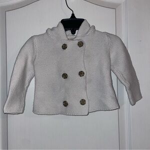 Hope & Henry Double Breasted Baby Unisex Hooded Cream Ivory Sweater 6-12 Months